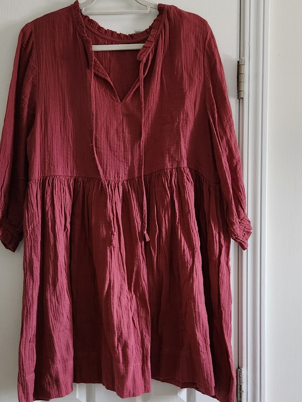 Gauze Peasant Dress. Rose Mauve